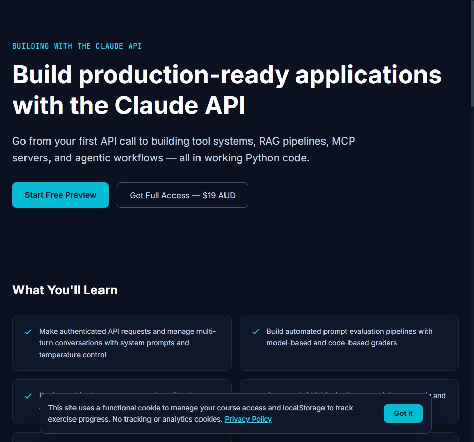 Building with the Claude API screenshot